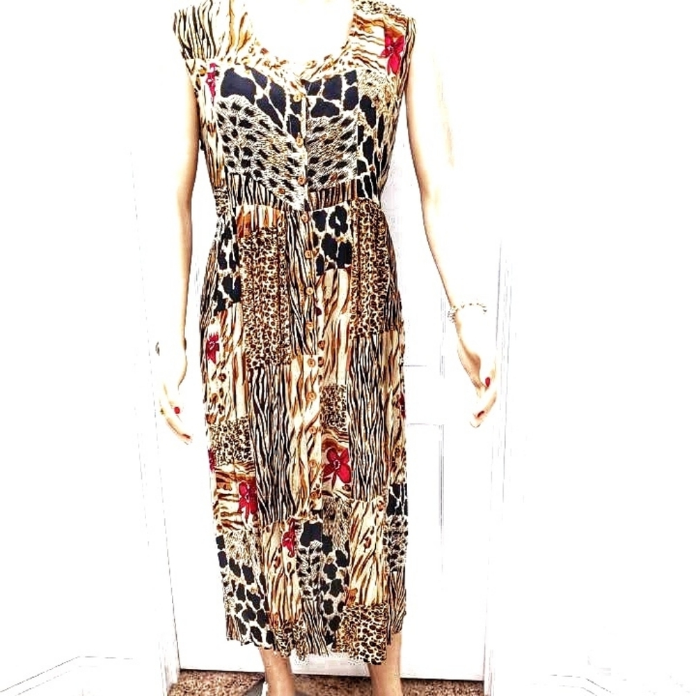 ``D25255 Signature Animal Print Maxi Sundress